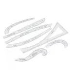 Rengue 7Pcs Sewing Ruler Tailor Set, Clear High Accuracy Scale Acrylic Clothing Ruler for Pattern Drafting, with Transparent Fashion Design Tools for Sewing and Tailoring