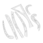 Rengue 7Pcs Sewing Ruler Tailor Set, Clear High Accuracy Scale Acrylic Clothing Ruler for Pattern Drafting, with Transparent Fashion Design Tools for Sewing and Tailoring