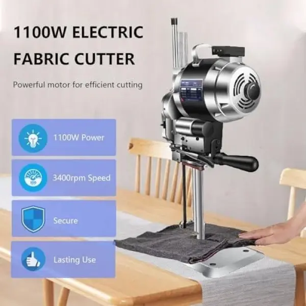 High-Speed Automatic Sharpening Straight Knife Fabric Cutter for Industrial Sewing & Cloth Cutting - Precision Cutting Tool, Durable & Efficient