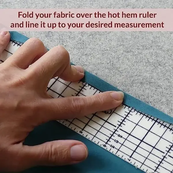 Madam Sew Hot Hem Ruler for Sewing and Quilting – Non-Slip Ironing Hot Ruler and Pleats with Dry or Steam Iron on Quilt Blocks and Clothes - 18” x 2.5” Hem Gauge