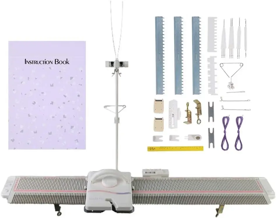 Knitting Machine and Accessories, LK150 150 Stitches 6.5mm Mid Gauge Plastic Domestic Knitting Machine with Accessories Tool Set for Household Sewing