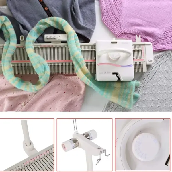 Knitting Machine and Accessories, LK150 150 Stitches 6.5mm Mid Gauge Plastic Domestic Knitting Machine with Accessories Tool Set for Household Sewing