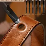 SakerNeo Leather Working Tools - 101pcs Stainless Steel & Wood Handle Sewing kit with 4mm Stitching chisels (1/2/4/6), 18 Waxed Thread, Hole Punch & Stamping Tools for DIY Wallet Belt Bag Repair