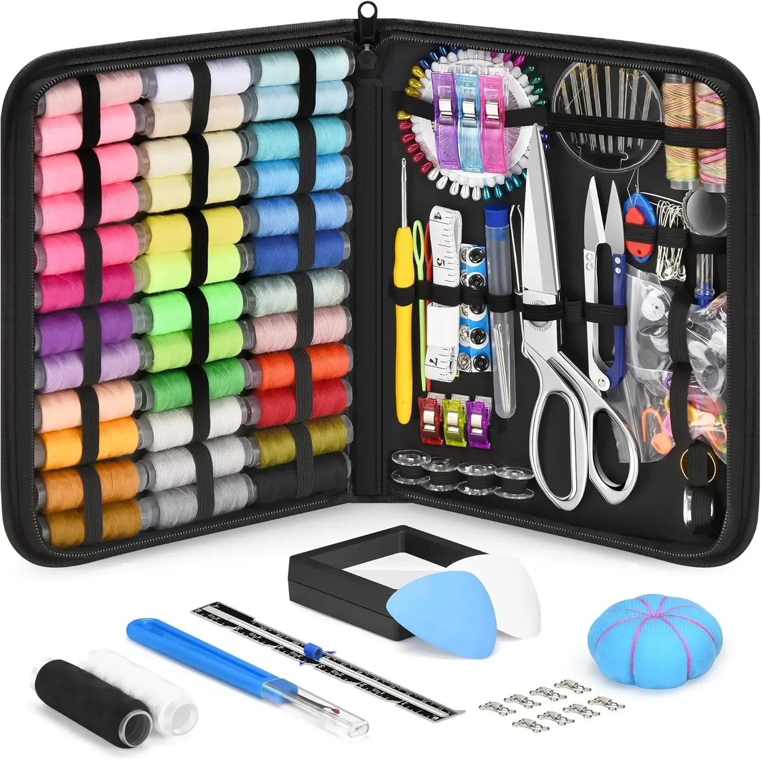 Baryfokwo Sewing Kit for Adults with Ultra Sharp Fabric Scissors, 242 Pcs Newly Upgraded Portable Travel Sewing Kit Professional Hand Needle and Thread Kit for Beginners Home Travel