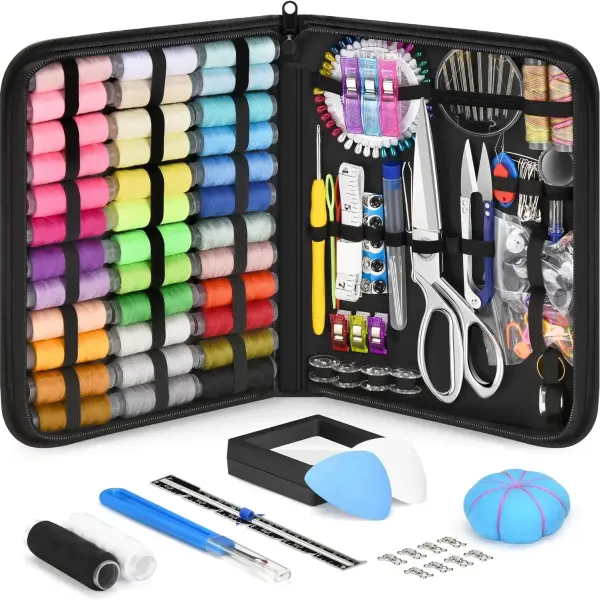 Baryfokwo Sewing Kit for Adults with Ultra Sharp Fabric Scissors, 242 Pcs Newly Upgraded Portable Travel Sewing Kit Professional Hand Needle and Thread Kit for Beginners Home Travel