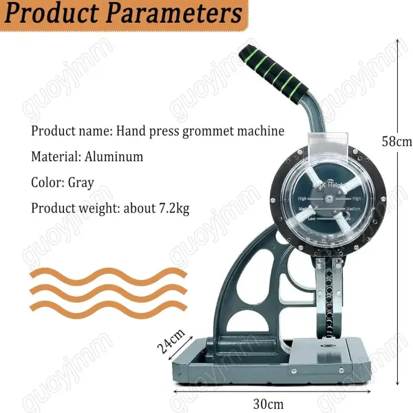 Heavy-Duty Semi-Automatic Grommet Machine Kit - Hand Press Eyelet Tool for Fabric, Sewing, Crafting, and Material Applications - Easy to Use, Durable, Versatile,12MM