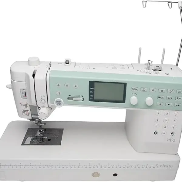 Elna Elnita ef72 Sewing and Quilting Machine with over 10" of Seamless, Aluminum Flatbed Sewing Space, 170 built-in stitches, 2 Alphabets for Home