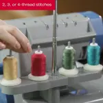 SINGER® X5004-HD Metal Frame Serger & Overlock Machine | 2-3-4 Stitch Capability, 8 Built-In Stitches, 1300 Stitches per Minute, Adjustable Differential Feed & 2 LED Lights (Grey/Blue)