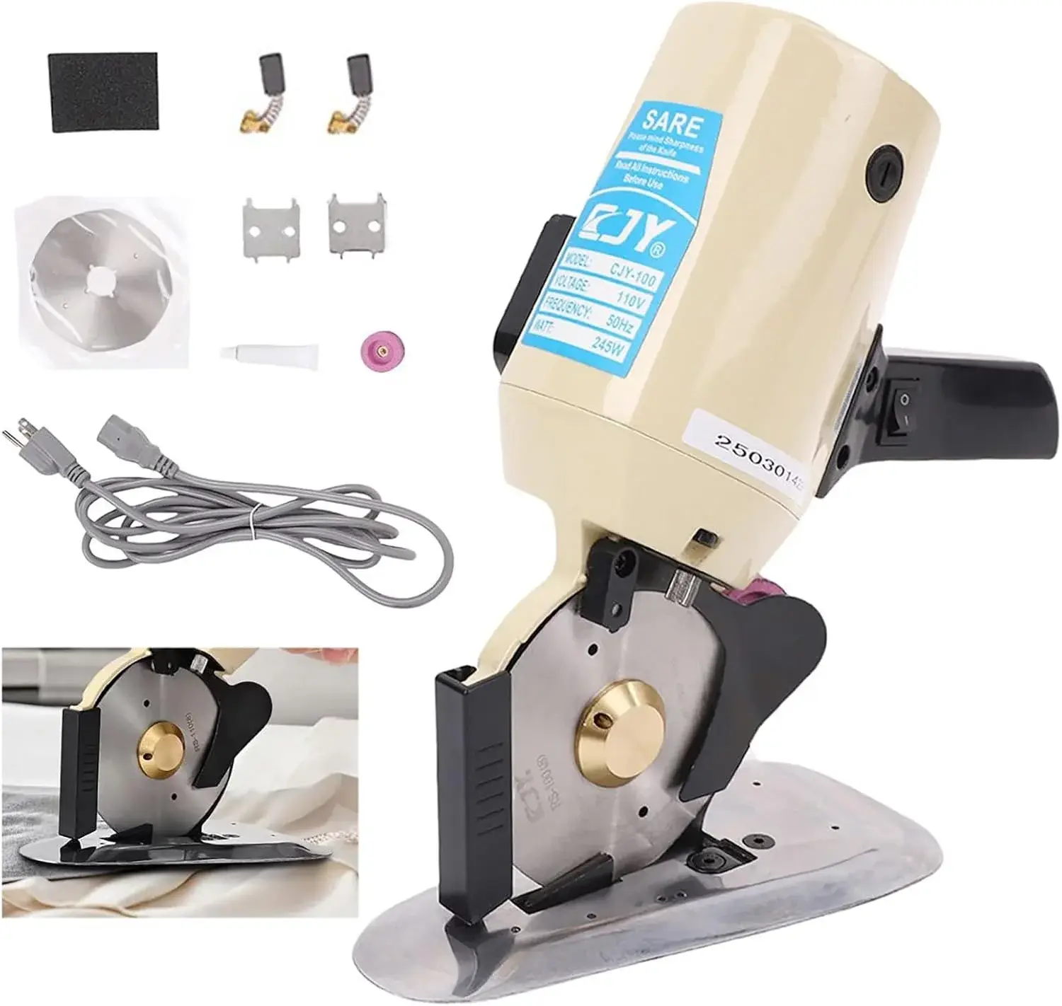Electric Rotary Fabric Cutter 110V Electric Cloth Cutting Machine 4 Inch Rotary Blade Hand Held Fabric Slitting Machine with Automatic Sharpener for Multi-Layer Clothing,Textiles,Carpet
