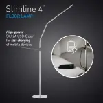 Daylight Slimline 4™ LED Floor Lamp in Brushed Steel - 6,000K, 3,200 Lux, 4 Brightness Levels, USB-C Charging Port, Anti-Glare Diffuser, Flexible Design, Art & Craft, Sewing, Nail Salon