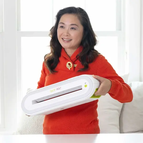 AccuQuilt GO! Bolt Electric Fabric Cutter Starter Set, Automatic Operation, Includes Square Die, Cutting Mat, and Quick Start Guide