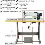 Industrial Fully Automatic Synchronous Sewing Machine with Table Stand and LED Sewing Light DIY 220V