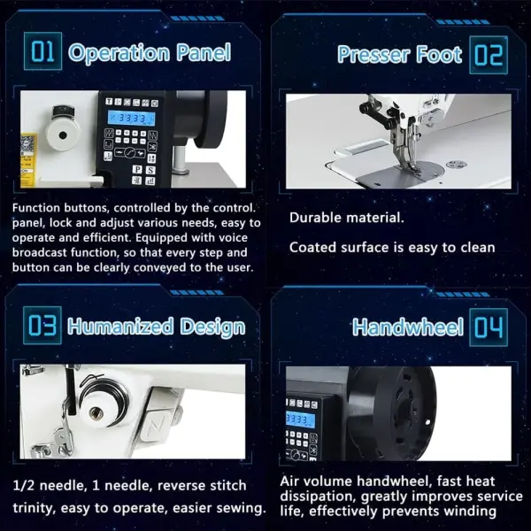 Industrial Fully Automatic Synchronous Sewing Machine with Table Stand and LED Sewing Light DIY 220V