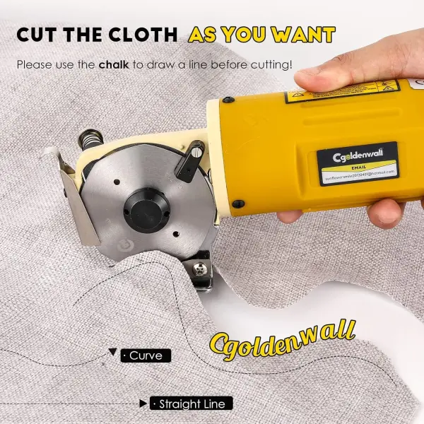 CGOLDENWALL Electric Rotary Fabric Carpet Cutter Multi-layer Fabric Scissors with 1"Cutting Thickness, for Cloth Fabric Leather and Carpet, Comes with Replacement Blade, Sharpening Stone 110V