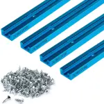POWERTEC 48 Inch x4 Universal T track with 100 Pcs #6 X 1/2" Wood Screws, Double-Cut Profile T track with Predrilled Mounting Holes for Woodworking Jigs and Fixtures, Router Table, Workbench, 71953
