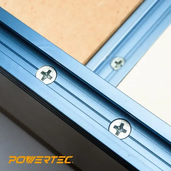 POWERTEC 48 Inch x4 Universal T track with 100 Pcs #6 X 1/2" Wood Screws, Double-Cut Profile T track with Predrilled Mounting Holes for Woodworking Jigs and Fixtures, Router Table, Workbench, 71953