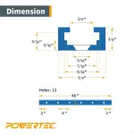 POWERTEC 48 Inch x4 Universal T track with 100 Pcs #6 X 1/2" Wood Screws, Double-Cut Profile T track with Predrilled Mounting Holes for Woodworking Jigs and Fixtures, Router Table, Workbench, 71953