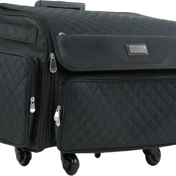 Everything Mary 4 Wheels Collapsible Deluxe Sewing Machine Storage Case - Rolling Trolley Carrying Bag for Brother, Singer