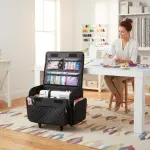 Everything Mary 4 Wheels Collapsible Deluxe Sewing Machine Storage Case - Rolling Trolley Carrying Bag for Brother, Singer