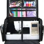 Everything Mary 4 Wheels Collapsible Deluxe Sewing Machine Storage Case - Rolling Trolley Carrying Bag for Brother, Singer