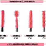 20 Pcs Nook and Cranny Sewing Machine Cleaning Brushes, Reusable Silicone Dense Bristles Cleaning Brushes for Sewing Machine Internal and Spool Area, Sewing Tools, Sewing Products, Red