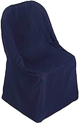 Balsa Circle 50 pcs Navy Blue Polyester Folding Chair Covers Linens for Wedding Reception Party Supplies Decorations