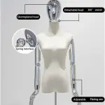 Adjustable Female Dress Form Mannequin with Tripod, Removable Arms & Head for Clothing & Jewelry Display, Sewing Tool - Plated Head, Size S for Tailoring & Fashion Design