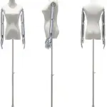 Adjustable Female Dress Form Mannequin with Tripod, Removable Arms & Head for Clothing & Jewelry Display, Sewing Tool - Plated Head, Size S for Tailoring & Fashion Design