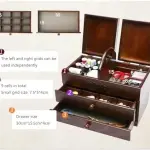 Large Wood Sewing Box with 2 Drawers - Sewing Baskets Organizer for Embroidery - Easy Carrying Sewing Tools Storage Compartment - Empty Box for Home