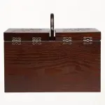 Large Wood Sewing Box with 2 Drawers - Sewing Baskets Organizer for Embroidery - Easy Carrying Sewing Tools Storage Compartment - Empty Box for Home