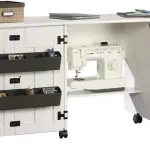 Sauder Folding SewingTable & Craft Cart Storage Cabinet, in Soft White