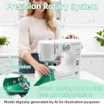 Sewing Machine with Double Needle, Mini Sewing Machine with 16 Built-in Stitches, Includes Multiple Accessories, Perfect for Everyday Home Sewing and DIY Projects