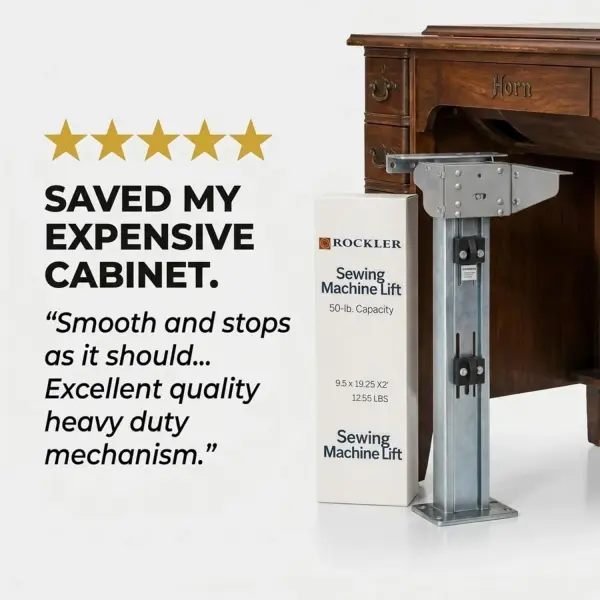 Sewing Machine Lift Mechanism – 50-lb. Capacity Heavy Duty Sewing Furniture for Ergonomic Use – Easy-to-Install Smooth Airlift Mechanism for Clutter-Free Workspace & Touch Release Operation