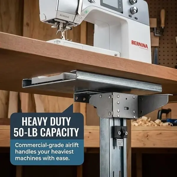 Sewing Machine Lift Mechanism – 50-lb. Capacity Heavy Duty Sewing Furniture for Ergonomic Use – Easy-to-Install Smooth Airlift Mechanism for Clutter-Free Workspace & Touch Release Operation