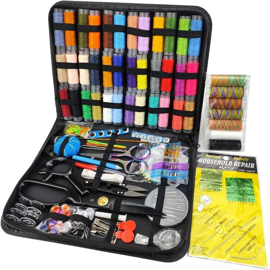 Sewing Kit for Adults,Needle and Thread Kit for Sewing,Professional Sewing Supplies Accessories with Tailor Scissors,Yarn Snips and More for Basic Home Hand Sewing Repair Kits (251, Black A)