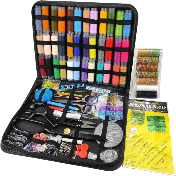 Sewing Kit for Adults,Needle and Thread Kit for Sewing,Professional Sewing Supplies Accessories with Tailor Scissors,Yarn Snips and More for Basic Home Hand Sewing Repair Kits (251, Black A)