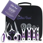 The Quilted Bear Ultimate Cutting Set – 4 Rotary Cutters (18mm–60mm), Fabric Scissors, Pinking Shears & Micro-Tip Scissors in Storage Case – Precise, Versatile Quilting & Sewing Supplies