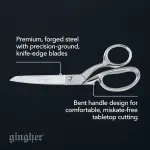Gingher 8" Dressmaker's Fabric Scissors, Stainless Steel Shears, Sharp Knife Edge Steel Sewing Shears with Protective Sheath for Fabric Cutting and Tailoring, Chrome Plated Nickel Finish