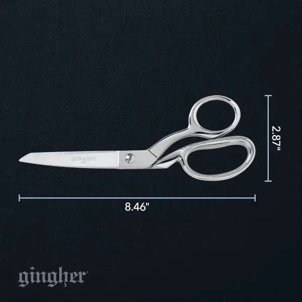 Gingher 8" Dressmaker's Fabric Scissors, Stainless Steel Shears, Sharp Knife Edge Steel Sewing Shears with Protective Sheath for Fabric Cutting and Tailoring, Chrome Plated Nickel Finish
