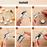 WILLBOND 12 Pieces Leather Sewing Awl Hand Stitcher with Craft Accessories Set, Hand Awl Tool, 3 Sizes Needles and Replacement Spools of Thread, Stitching Tool Kit(Elegant Color)