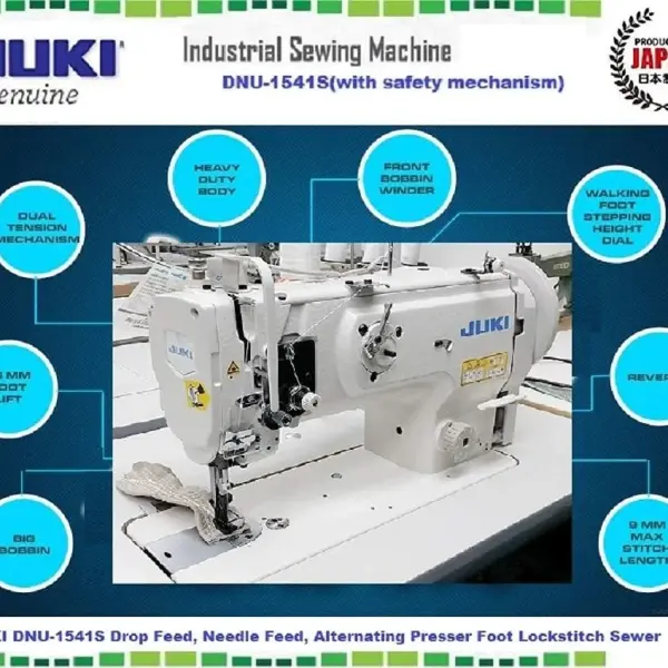 Juki DNU-1541S Industrial Sewing w/Safety Mechanism DNU 1541 Walking Foot Needle Feed,servo Motor,Table,lamp. DIY.