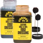Fiebing's Leather Sole & Heel Edge Dressing 2-Pack (4 oz) - Protective Glossy Shoe Finish - Includes Brush Applicator