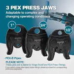 ZUPPER Press Tool, 18V Electric Pipe Crimping Tool for 1/2", 3/4", 1" PEX Pipe Stainless Steel Sleeves, Mini PEX Press Tool Kit Suitable for PureFlow press fitting - with Brushless Motor, 2pcs Battery