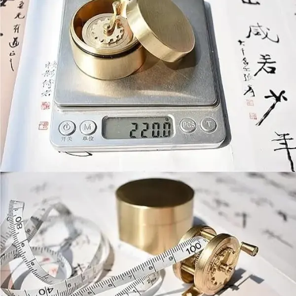 Vintage Mini Copper Tape Measure Antique-Style Manual Retractable Sewing Tailoring Tool with Brass Flywheel
