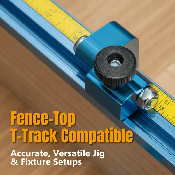 POWERTEC 72141 36"x4 Universal T track with 1 Pc 3" T track Flip Stop for Woodworking, Double-Cut Profile T track with Fence Flip Stop