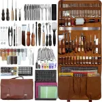 Runfider Leather Working Tool Set 588PCS Professional Leather Craft Tools Kit for Beginners with Carving Cutting Punching Sewing & Stamping Tools Leatherworking Kit for Handicraft DIY