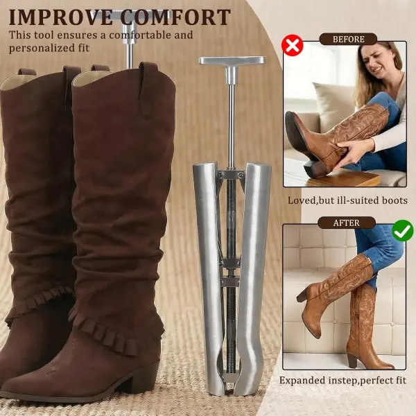 Professional Aluminum Boot Stretcher for Women and Men Aluminium Shoe Sretchers Relieves Tightness for Cowboy Tall Leather Western Work Hiking Boots