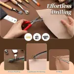 424 Pcs Leather Working Tools Leather Tools Leathers Tooling Kit Leathers Hole Punch Tool with Instructions, Sewing Kit, Wooden Storage Box, Stamping Set