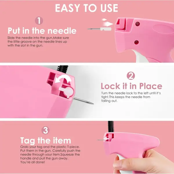 Stitch Gun for Clothes - Handheld Stitch Gun Quick Clothing Fixer - Tagging Gun - Includes 6 Needle, 1000 Black Fasteners & 1000 White Fasteners