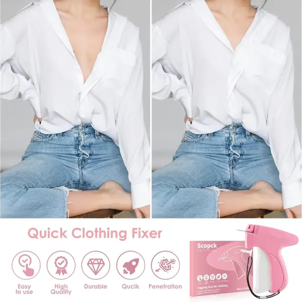 Stitch Gun for Clothes - Handheld Stitch Gun Quick Clothing Fixer - Tagging Gun - Includes 6 Needle, 1000 Black Fasteners & 1000 White Fasteners